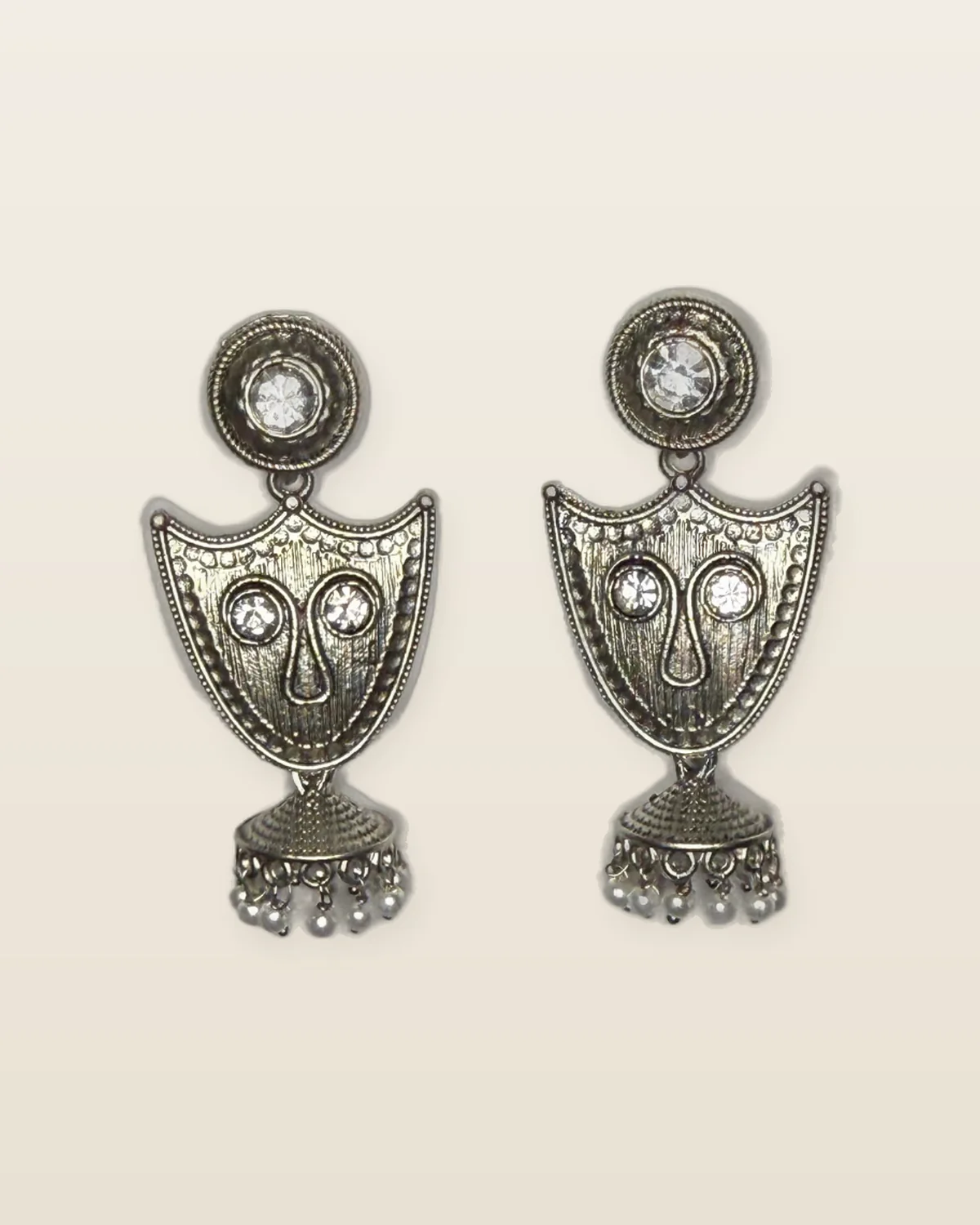 Mukha Earrings, silver