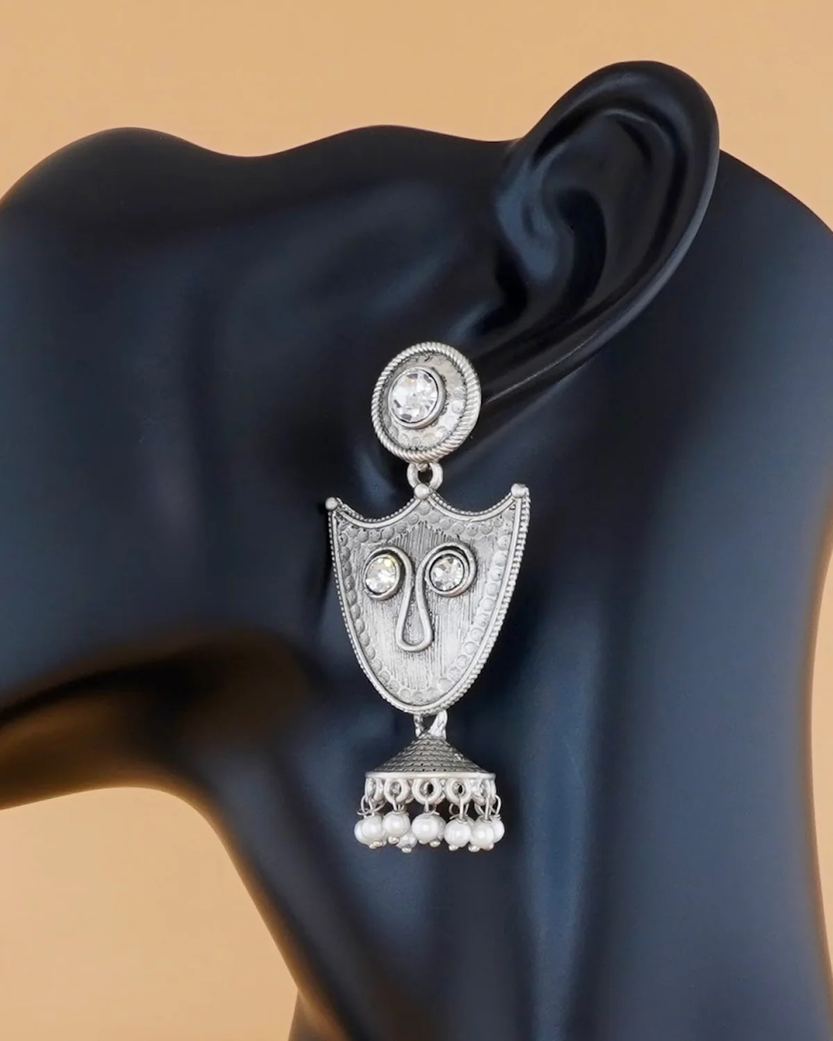 Mukha Earrings, silver
